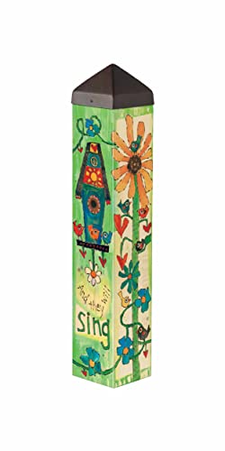 Studio M Birds Will Sing Art Pole Outdoor Decorative Garden Post, Made in USA, 20 Inches Tall