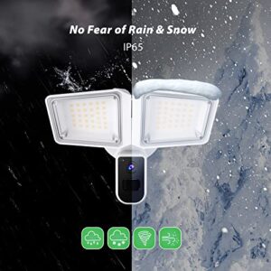 NGTeco Outdoor Security Floodlight Camera 4400LM, 1080P HD Color Night Vision 2.4G/5G WiFi Flood Light Camera with Siren, PIR Motion Detection, IP65 Waterproof,Hardwired C7100