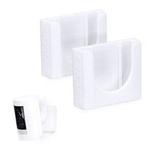 adhesive wall mount for stick up cam (2 pack) security camera (battery, wired & solar versions) no hassle bracket holder, no screws, no mess install (white) by brainwavz