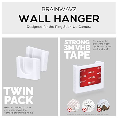 Adhesive Wall Mount for Stick Up Cam (2 Pack) Security Camera (Battery, Wired & Solar Versions) No Hassle Bracket Holder, No Screws, No Mess Install (White) by Brainwavz
