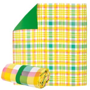 kate spade new york foldable picnic blanket, large outdoor blanket fits up to 4 adults, portable blanket for camping or beach, garden plaid