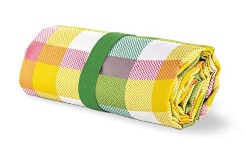 Kate Spade New York Foldable Picnic Blanket, Large Outdoor Blanket Fits Up to 4 Adults, Portable Blanket for Camping or Beach, Garden Plaid