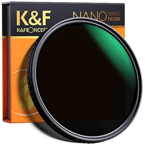 k&f concept 77mm variable nd filter nd2-nd32 camera lens filter (1-5 stops) no x cross hd neutral density filter with 28 multi-layer coatings waterproof (nano-x series)