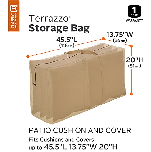 Classic Accessories Terrazzo Water-Resistant 45.5 Inch Patio Cushion and Cover Storage Bag,, Patio Furniture Covers