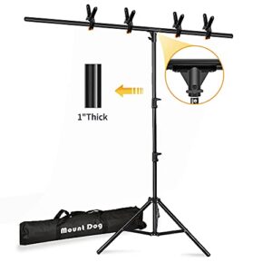 [Upgraded T-Shaped Joint Version] T-Shape Backdrop Stand Kit 6.5x5ft, MOUNTDOG Photo Backdrop Stand Background Support System with 4 Clamps for Photography Video Studio (Backdrop NOT Included)