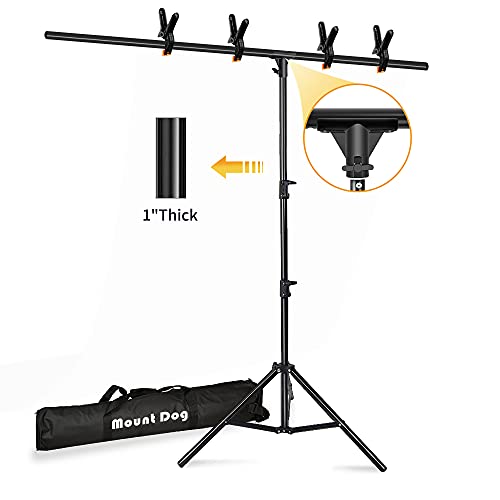 [Upgraded T-Shaped Joint Version] T-Shape Backdrop Stand Kit 6.5x5ft, MOUNTDOG Photo Backdrop Stand Background Support System with 4 Clamps for Photography Video Studio (Backdrop NOT Included)