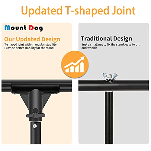 [Upgraded T-Shaped Joint Version] T-Shape Backdrop Stand Kit 6.5x5ft, MOUNTDOG Photo Backdrop Stand Background Support System with 4 Clamps for Photography Video Studio (Backdrop NOT Included)