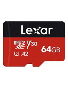 lexar 64gb micro sd card, microsdxc flash memory card with adapter up to 160mb/s, a2, u3, v30, c10, uhs-i, 4k uhd, full hd, high speed tf card for phones, tablets, drones, dash cam security camera
