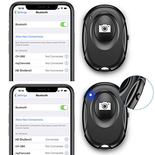 Bluetooth Remote Control for iPhone/Android,Camera Wireless Shutter Control, Create Amazing Photos and Videos Hands-Free - Works with Most Smartphones and Tablets