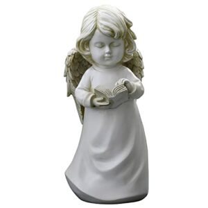gardenfans angel figurine gifts outdoor decor garden reading the bible and collectible figurines for patio,lawn,yard art decoration, housewarming garden gift (white2)