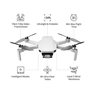 DJI Mini 2 – Ultralight and Foldable Drone Quadcopter, 3-Axis Gimbal with 4K Camera, 12MP Photo, 31 Mins Flight Time, OcuSync 2.0 10km HD Video Transmission, QuickShots Gray