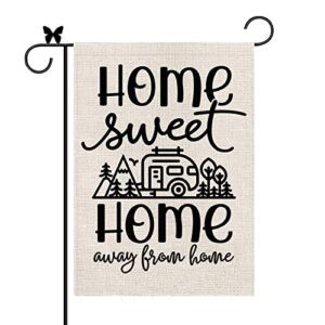 camping sweet home garden flag away from home camper vertical burlap double sided farmhouse outdoor decorations yard lawn decor 12.5 x 18 inch