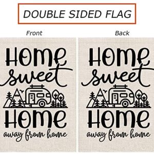 Camping Sweet Home Garden Flag Away from Home Camper Vertical Burlap Double Sided Farmhouse Outdoor Decorations Yard Lawn Decor 12.5 x 18 Inch