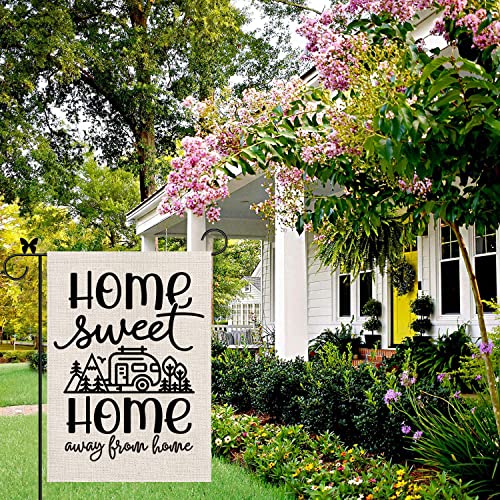 Camping Sweet Home Garden Flag Away from Home Camper Vertical Burlap Double Sided Farmhouse Outdoor Decorations Yard Lawn Decor 12.5 x 18 Inch