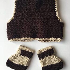 Pinbo Newborn Baby Photography Prop Crochet Knitted Cowboy Vest Shoes Coffee