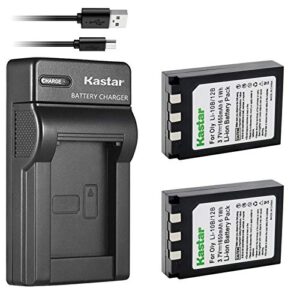 kastar battery (x2) & slim usb charger for olympus li-10b, li-12b and olympus stylus 300, 400, 500, 600, 800, c-50, 60, 70, 470, 760, 770, 5000, camedia series, sanyo xacti series camera