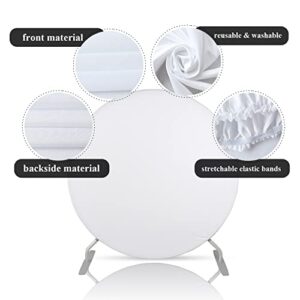 Canessioa 6x6ft White Round Backdrop Solid White Round Backdrop Cover Polyester Plain White Round Backdrop for Photo Shoot Adult Kid Birthday Party Baby Shower Wedding Decoration Supply