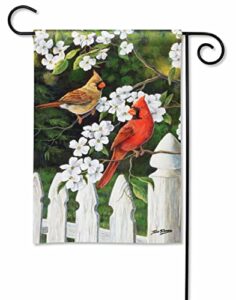 breezeart – dogwood cardinals decorative garden flag 12×18 inch – premium quality solarsilk – made in the usa by studio-m