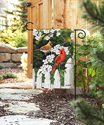 BreezeArt - Dogwood Cardinals Decorative Garden Flag 12x18 inch - Premium Quality SolarSilk - Made in the USA by Studio-M