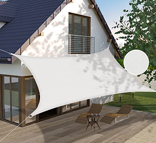 Insun 95% Sunscreen Anti UV Water Resistance Oxford Cloth Rectangle Sun Shade Sail Awning Shade for Outdoor Garden Patio Party White 6.5'x10'