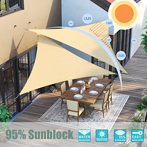 Insun 95% Sunscreen Anti UV Water Resistance Oxford Cloth Rectangle Sun Shade Sail Awning Shade for Outdoor Garden Patio Party White 6.5'x10'