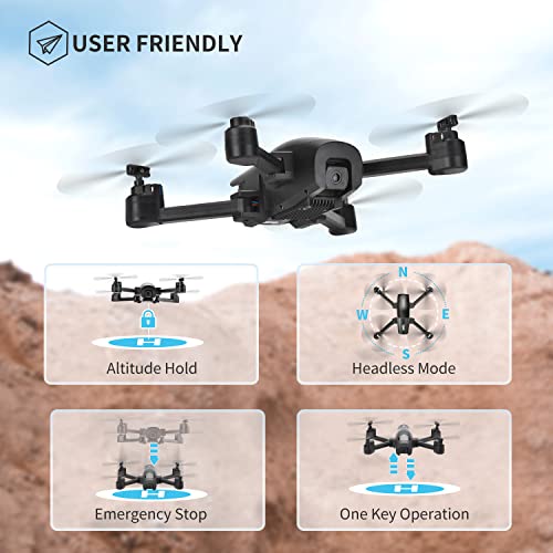 TENSSENX GPS Drone with 4K Camera for Adults, TSRC A6 Foldable RC Quadcopter with Auto Return, Follow Me, Optical Flow, Waypoint Fly, Circle Fly, Headless Mode, Altitude Hold, 46 Mins Flight Time