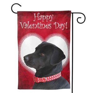 happy valentines day cute black labrador dog gift lab seasonal family double sided garden flag outdoor funny decorative flags for garden yard lawn decor gift 12 x 18 inch