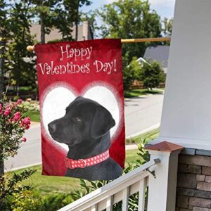 Happy Valentines Day Cute Black Labrador Dog Gift Lab Seasonal Family Double Sided Garden Flag Outdoor Funny Decorative Flags For Garden Yard Lawn Decor Gift 12 X 18 Inch