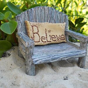 Miniature Fairy Garden - Bench w/ Believe Pillow (2-piece set)