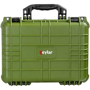 eylar standard 16″ gear, equipment, hard camera case waterproof with foam tsa standards (green)