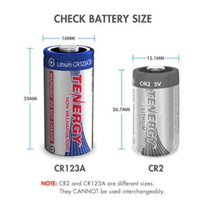 Tenergy 3V CR123A Lithium Battery, High Performance 1500mAh CR123A Cell Batteries PTC Protected for Cameras, Flashlight Replacement CR123A Batteries, 16-Pack (Non-Rechargeable)