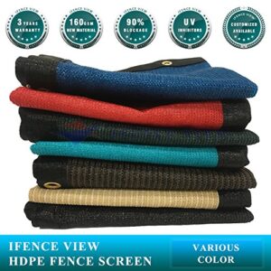 Ifenceview 3' Width 5' - 50' Length Black Shade Cloth Fabric Fence Privacy Screen Panels Mesh Net for Construction Site Yard Driveway Garden Pergolas Gazebos Railing Canopy Awning 180 GSM (3'x5')