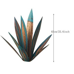 Tequila Rustic Sculpture - DIY Metal Agave Plant - Rustic Hand Painted Metal Agave,Garden Yard Art Decoration Statue Home Decor for Yard Stakes,Garden Figurines,Outdoor Patio (Blue, 65CM/25)