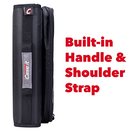 Case-it The Universal Zipper Binder - 2 Inch O-Rings - Padded Pocket That Holds up to 13 Inch Laptop/Tablet - Multiple Pockets - 400 Page Capacity - Comes with Shoulder Strap - Mint Blue LT-007