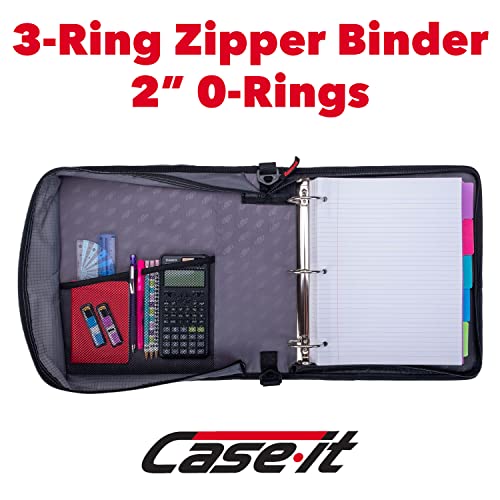 Case-it The Universal Zipper Binder - 2 Inch O-Rings - Padded Pocket That Holds up to 13 Inch Laptop/Tablet - Multiple Pockets - 400 Page Capacity - Comes with Shoulder Strap - Mint Blue LT-007