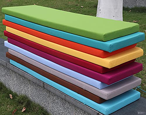 Hruile 2 3 Seater Garden Long Bench Cushion Pad Mat with Fixing Ties, 5cm Thick Bench Seat Cushion Pad, Waterproof Seat Pad for Outdoor Patio Furniture Swing Chair, Blue, 60x30cm