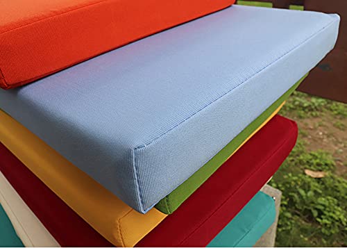 Hruile 2 3 Seater Garden Long Bench Cushion Pad Mat with Fixing Ties, 5cm Thick Bench Seat Cushion Pad, Waterproof Seat Pad for Outdoor Patio Furniture Swing Chair, Blue, 60x30cm