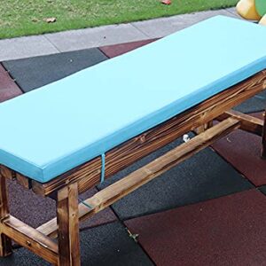 Hruile 2 3 Seater Garden Long Bench Cushion Pad Mat with Fixing Ties, 5cm Thick Bench Seat Cushion Pad, Waterproof Seat Pad for Outdoor Patio Furniture Swing Chair, Blue, 60x30cm