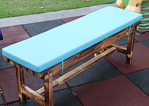 Hruile 2 3 Seater Garden Long Bench Cushion Pad Mat with Fixing Ties, 5cm Thick Bench Seat Cushion Pad, Waterproof Seat Pad for Outdoor Patio Furniture Swing Chair, Blue, 60x30cm