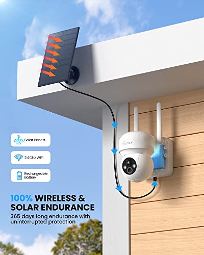 HOOISE Solar Security Cameras Wireless Outdoor,2K Battery Powered WiFi Outdoor Camera for Home Security with Color Night Vision, PIR Motion Detection,2-Way Talk, IP65 Waterproof,Siren Alarm