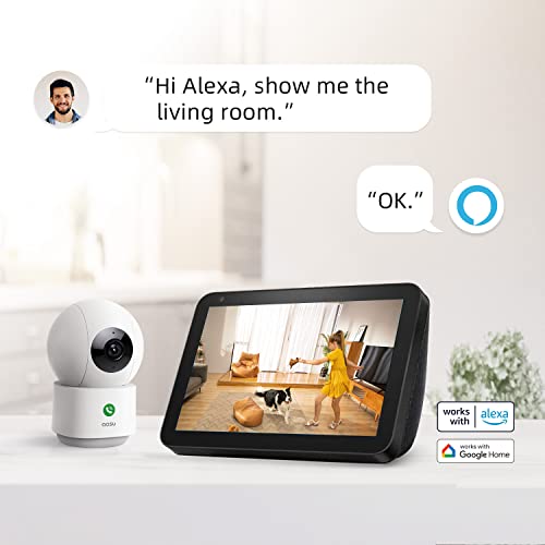 AOSU 2K Security Camera Indoor, Baby Monitor Pet Camera 360-Degree for Home Security, WiFi Camera with 5/2.4 GHz Wi-Fi, One-Touch Calls, Smart Motion Tracking, IR Night Vision, Compatible with Alexa