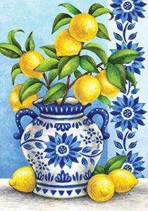 blue willow & lemons – garden size, decorative double sided, licensed and copyrighted flag – printed in the usa by custom decor inc. – 12 inch x 18 inch approx. size