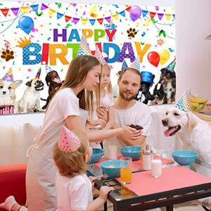 Dog Happy Birthday Backdrop Banner Puppy Photography Background Banner Cartoon Dog Photo Backdrop Birthday Party Decorations for Dog Owner Birthday Party Pet Party Supplies (5.9 x 3.6 Feet)