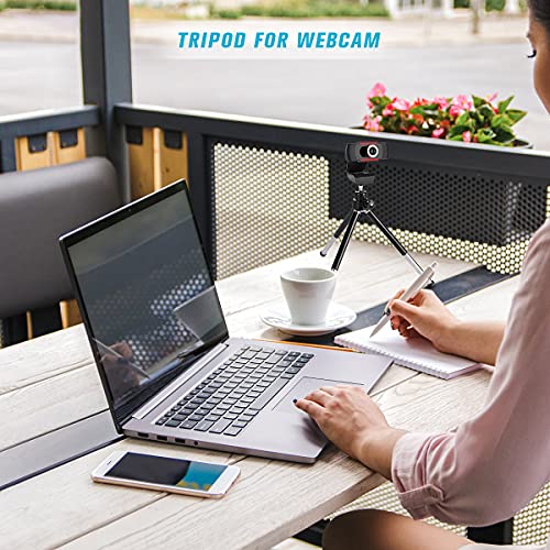 Mini Tripod for Webcam and Phone, Metal Extendable Webcam Stand with Phone Holder, Tripod for Webcam