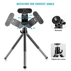 Mini Tripod for Webcam and Phone, Metal Extendable Webcam Stand with Phone Holder, Tripod for Webcam