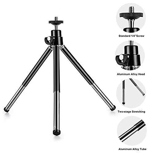 Mini Tripod for Webcam and Phone, Metal Extendable Webcam Stand with Phone Holder, Tripod for Webcam