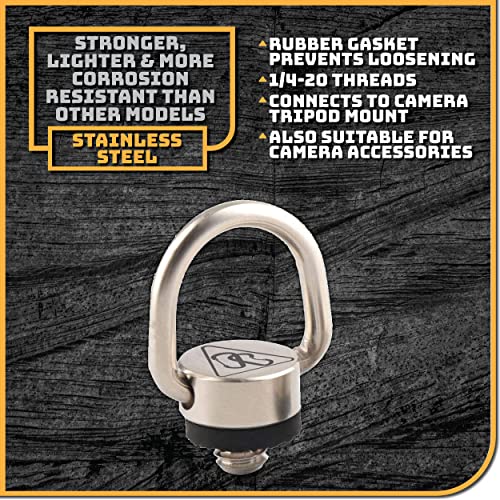 Danger Buddies Camera Carabiner Clip D-Ring - Easily Attach a Carabiner to your Camera with this 1/4-20 Tripod Mount D-Ring (2-Pack)