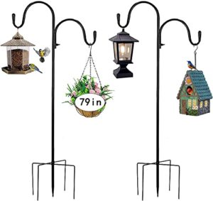 shepherds hook 79 inch (2pcs), adjustable shepherds hook, for hanging solar lights, bird feeders, mason jars, christmas lights, lanterns, garden stakes and wedding décor