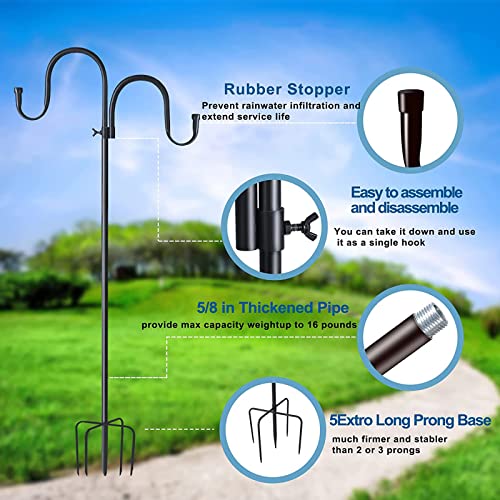 Shepherds Hook 79 Inch (2pcs), Adjustable Shepherds Hook, for Hanging Solar Lights, Bird Feeders, Mason Jars, Christmas Lights, Lanterns, Garden Stakes and Wedding Décor