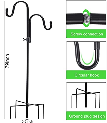 Shepherds Hook 79 Inch (2pcs), Adjustable Shepherds Hook, for Hanging Solar Lights, Bird Feeders, Mason Jars, Christmas Lights, Lanterns, Garden Stakes and Wedding Décor